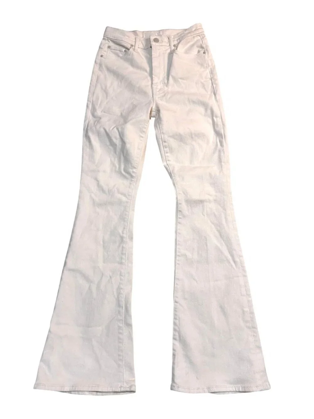 NWOT MOTHER High Waisted Weekender Skimp Off-White Flare Jeans Size 26